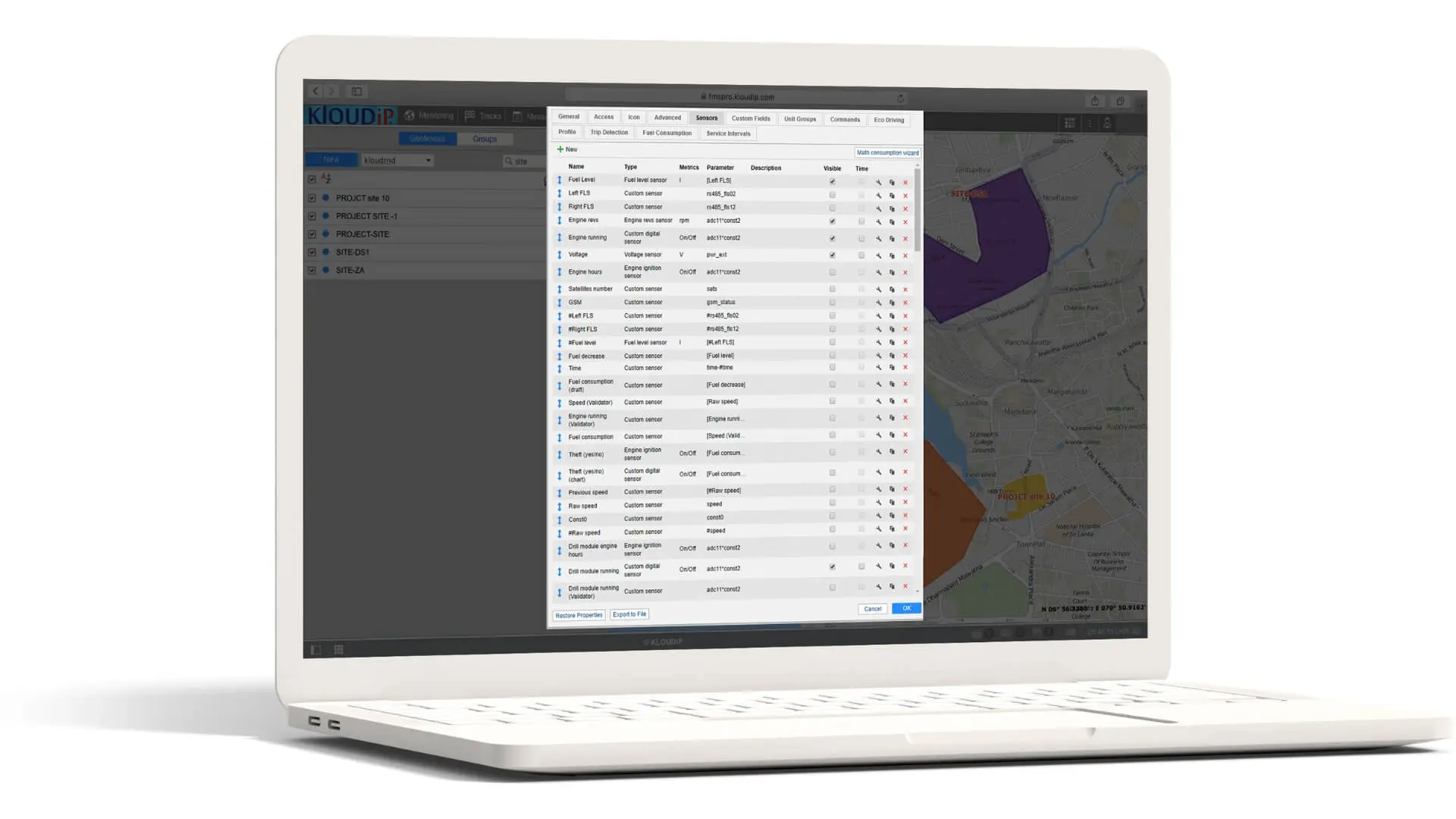 Fuel monitoring based on coefficients in FiOS system